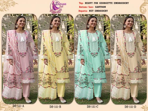 Dinsaa 151 Fastival Wear Georgette Pakistani Salwar Suit Collection